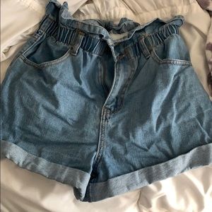 Paper bag high waisted shorts